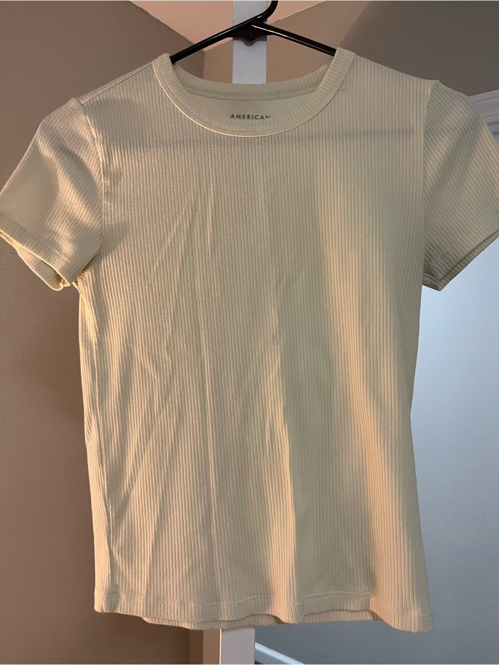 American Eagle Yellow Ribbed Short Sleeve Tee